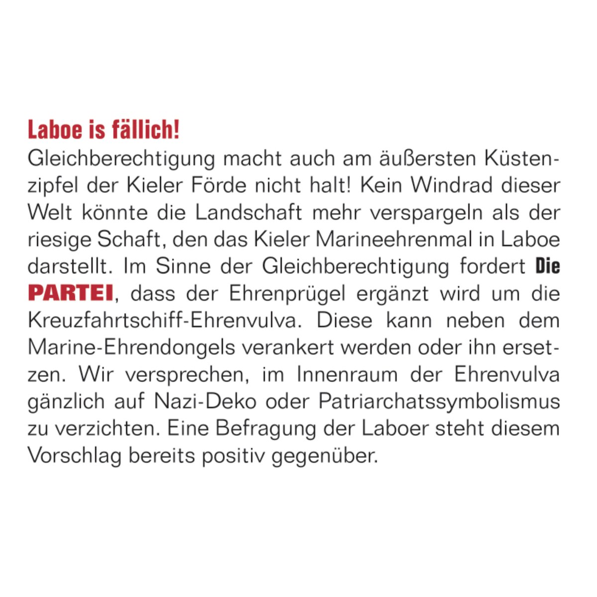 diePARTEI_KVPlo's tweet photo. Ihr habt euch gestern sicher gefragt:
Häh was soll dieses Plakat?
"Ich glaube, ihr habt doch 'ne Vogelspinne."
Hier die Antwort aus unserem Wahlprogramm 💪
Am 14.5. Die PARTEI wählen ❤️
#DiePARTEI #kommunalwahl #schleswigholstein #Preetz #Plön #laboe #Wahlprogramm #eigelbs https://t.co/tsbXPkBoQU