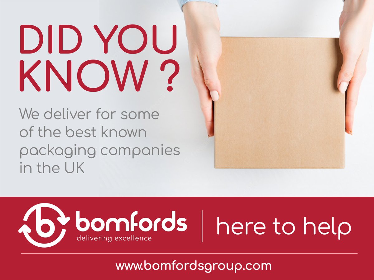 ❓Did you know❓

📦  <a href="/BomfordsGroup/">Bomfords Group</a>  partner with some of the best known packaging companies in the UK.

For more information about all our services
☎️ 01379 853656
📧  info@bomfordsgroup.com
🖥️  bomfordsgroup.com

#logistics #warehousing #pallet #homedelivery #partloads