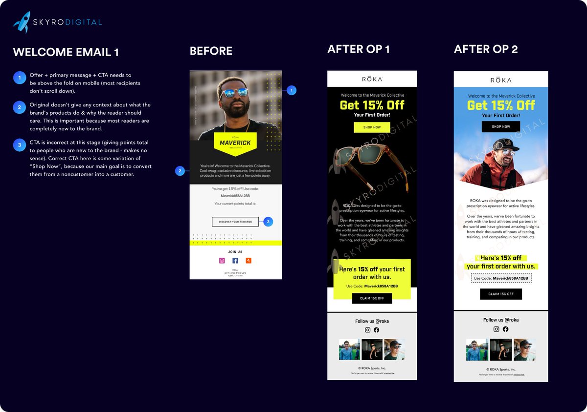 Max_Alexxander's tweet image. Ecommerce Email Redesign #1

Here's how we would redesign Welcome Email 1 for @rokasports by @kurtspenser @timothysdw