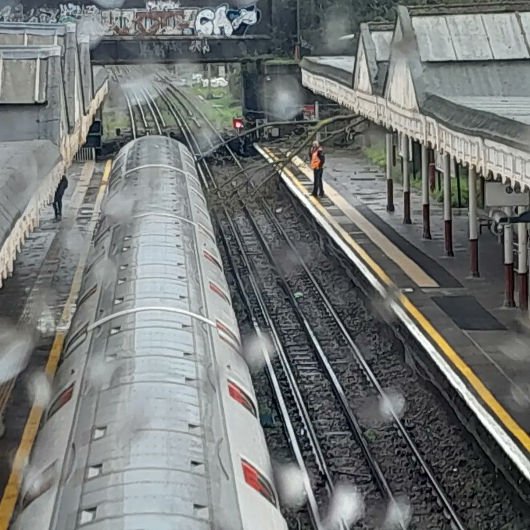 NotoffPineapple's tweet image. Don't try getting the #bakerloo line to #harrowandwealdstone any time soon. This tree just blew down right in front of us. #TfL #tubes