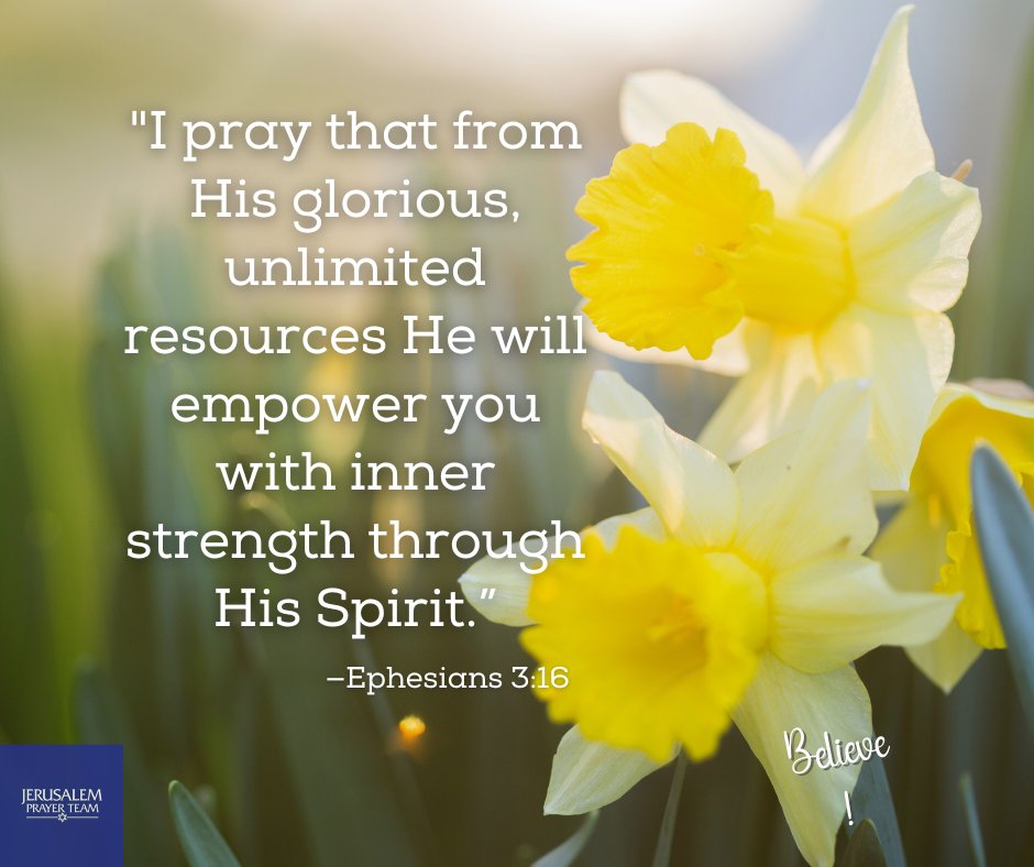 jerusalemprayer's tweet photo. Be refreshed in the Lord! 

"I pray that from His glorious, unlimited resources He will empower you with inner strength through His Spirit.” 
—Ephesians 3:16

Amen!

#HeRestoresMySoul #BeRefreshed #BeBoldBeStrong #PrayForOneAnother #HolySpiritPower https://t.co/Vhcczdc5I2