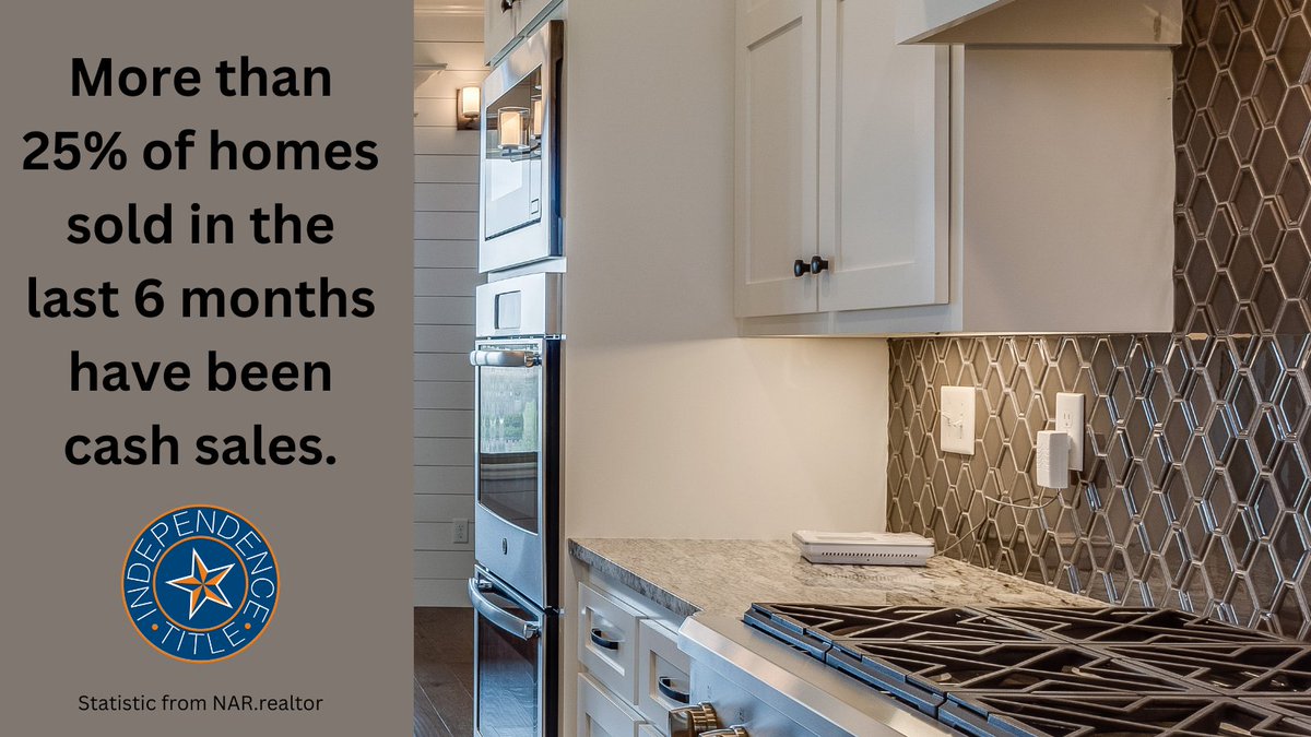 IndependenceTX's tweet photo. More than 25% of homes sold since October 2022, have been cash purchases, according to an article by NAR. 💸
#texastitleinsurance #independencetitle #texasrealestate #escrowofficer #escrow #texasrealtor #texasagent #texastitlecompany https://t.co/NSorqegObp
