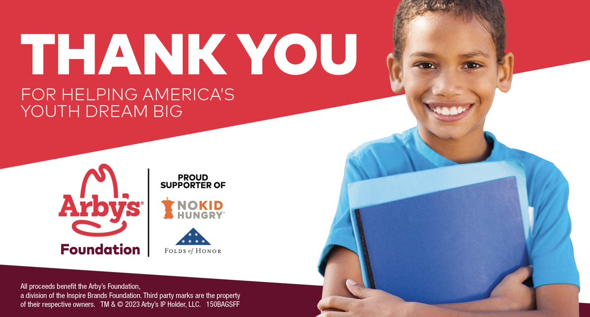 When you donate during our #MakeADifferenceCampaign, your money supports our National Partners like @nokidhungry. NKH is a national campaign committed to ending childhood hunger in the U.S. Be sure to visit your local @Arbys before April 23!