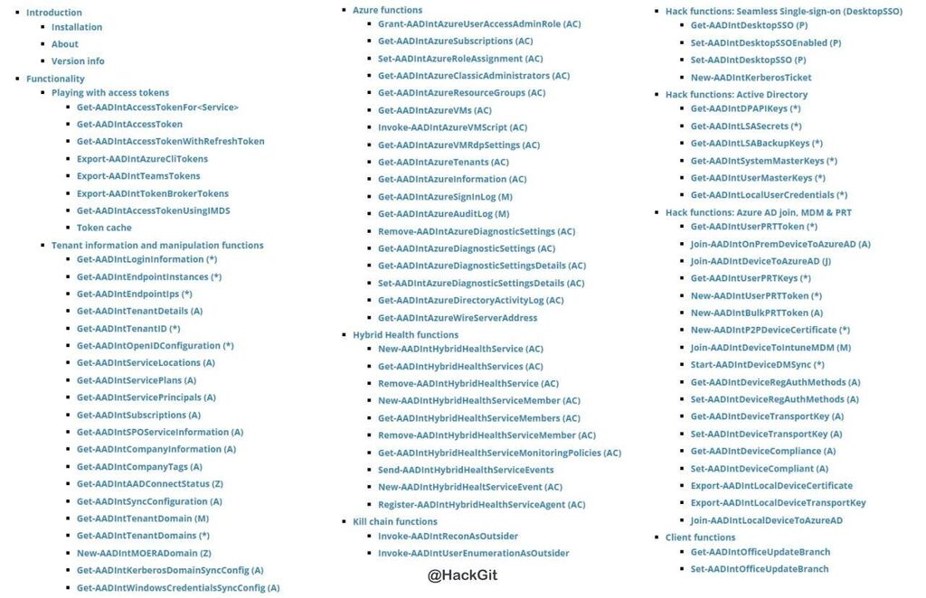 AADInternals

AADInternals toolkit - PowerShell module containing tools for administering and hacking Azure AD / Office 365.

github.com/Gerenios/AADIn…

Research:

aadinternals.com/aadinternals/

#ad #redteam #cybersecurity #infosec t.me/hackgit/8252