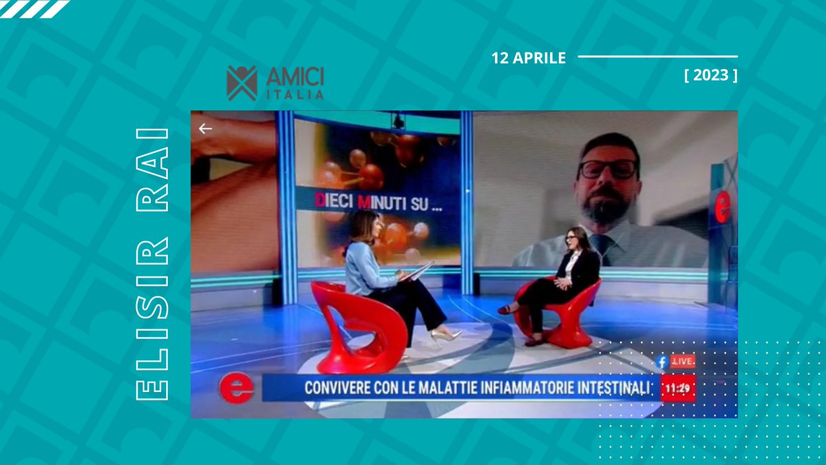 amiciibd's tweet photo. Oggi #AMICIItalia è stata ospite, assieme al Prof. @alearmuzzi dell’Humanitas di 📍Rozzano, della trasmissione @ElisirTv su @RaiTre per parlare di #MICI. In studio la presidente nazionale, Valentina Ferracuti

ℹ️Per rivedere la puntata clicca qui 👉https://t.co/hmjeJQBmuu https://t.co/xQBpGIsBOX