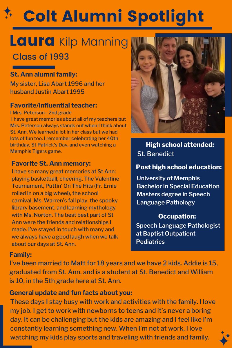 stannschool's tweet photo. Check out our latest alumni profile. If you graduated from St. Ann, make sure and fill out the form below so you can stay in touch with us!
https://t.co/SYgYDzm4v6 https://t.co/35UeHOMEZ3