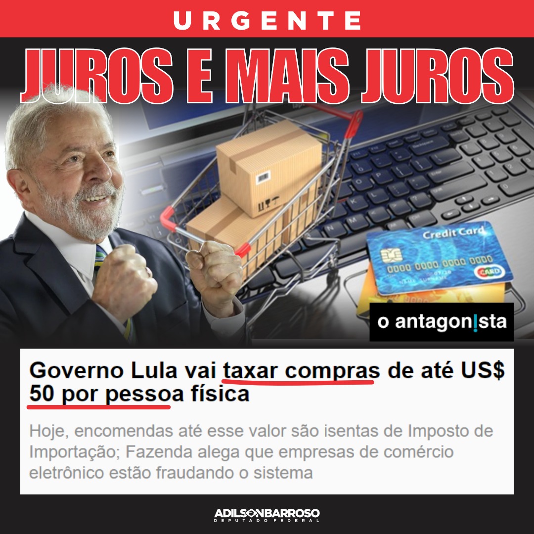 adbbolsonarista's tweet photo. Governo Lula vai taxar compras de até US$ 50 por pessoa física

#jairbolsonaro #presidentebolsonaro #jairmessiasbolsonaro         
#jairmessiasbolsonaro #tarcisio #depfedadilsonbarroso #tarcisiogomesdefreitas #tarcisaoatitude #governadortarcisiodefreitas #governadortarcisio https://t.co/Uxt8dEFPdE