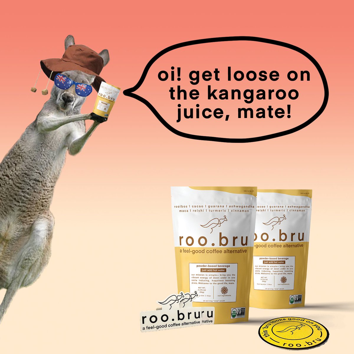 Ever gotten loose on the kangaroo juice? 

If not, it's about bloody time you try our stuff and see why our roo.bru family doesn't get tired anymore #alldayenergy

🦘drinkroobru.com 🦘

#healthycoffee #coffeealternative #coffeesubstitute #healthandwellness #seewhy