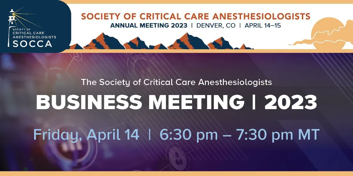 Attendees of #SOCCA23 mark your calendars for Friday's Business Meeting | @mike_wall61 @docmcobas @md_carlee @CraigJabaley @KhannaAshishCCM @shahlasi