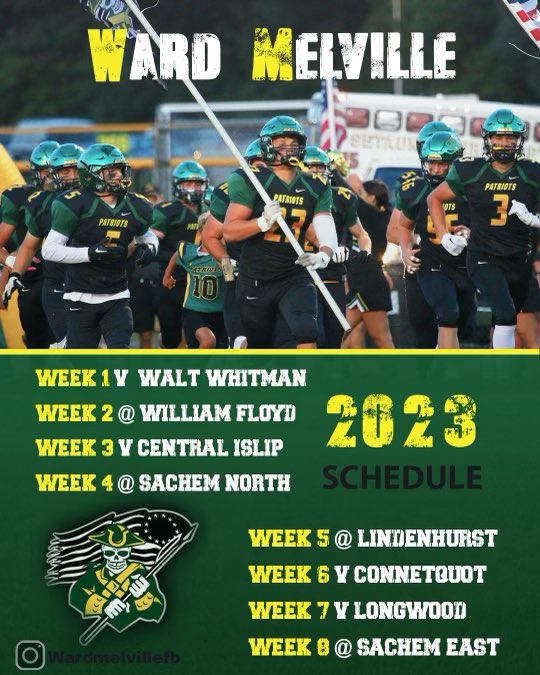 WardMelvilleFB's tweet photo. Our opponents for 2023. The 2023 season started back in December, in the weight room. #WardMelville #WMFB @eburgos_05 @normanbergamas @MichaelRic251 @kramer_kramer8 @SebastianJolle1 @Jweber1209 @brennan_kurtz @BrodyMorgan1 https://t.co/68HLpqOlef