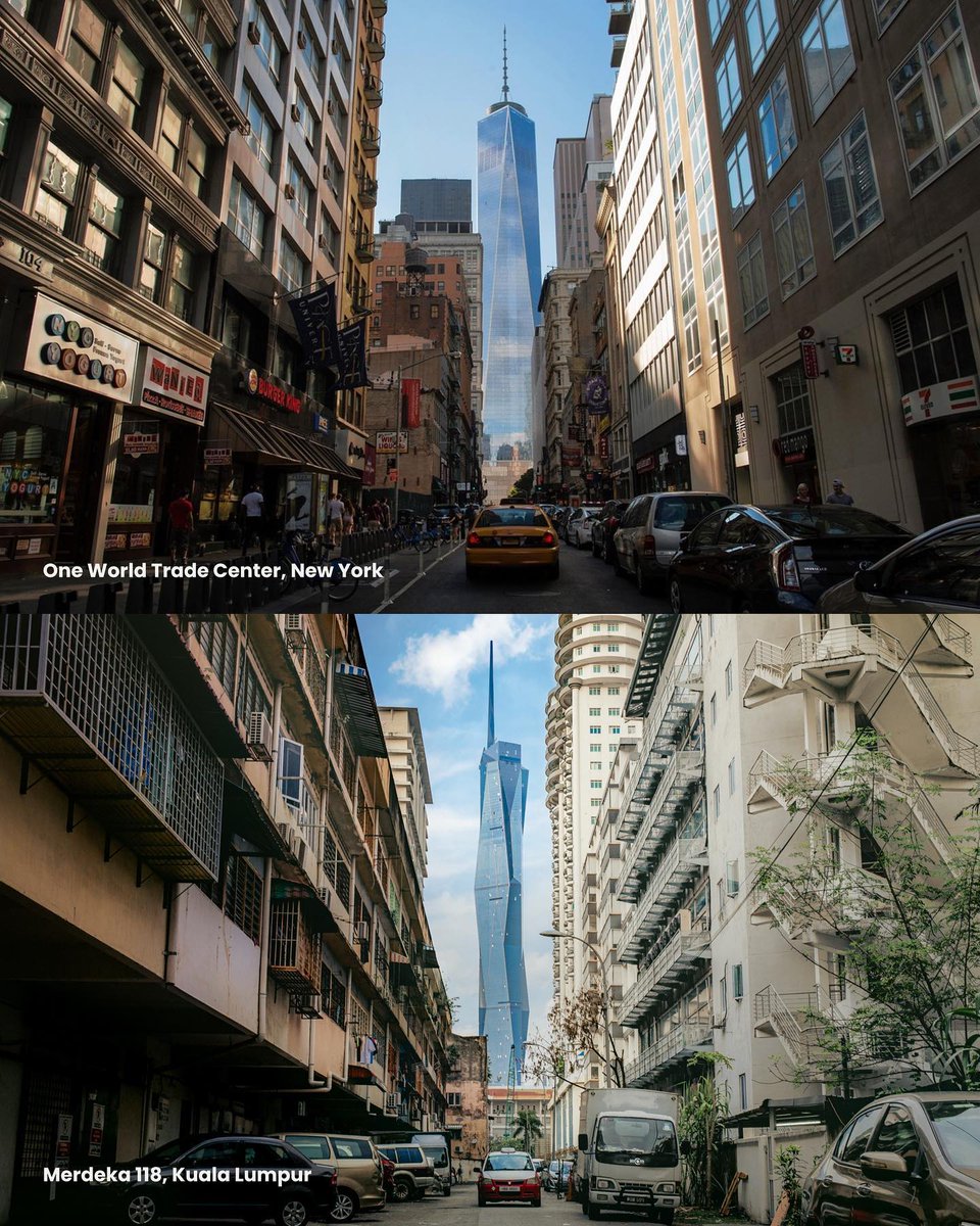 SphereMY_'s tweet photo. Suratan atau kebetulan?

Walau berbeza jarak 15,000km, Merdeka Tower di Kuala Lumpur dan Freedom Tower di New York berkongsi 'focal point' yang sama.

Malah, kedua-dua pencakar langit ini berkongsi rekaan dan nama yang hampir serupa! Adakah ini Illuminati? 🤔

📸: Jia Le JL https://t.co/9UncDkOiFC