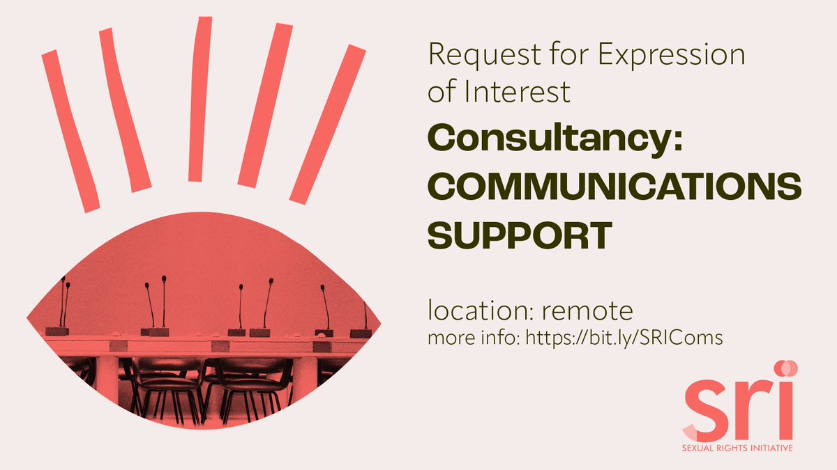 SexualRights's tweet photo. SRI is seeking a consultant to offer support on its organisational communications. Deadline to apply: 2 May 2023. 🧨Find more information: https://t.co/QIy7j6LL2Y
#FeministJobs
@AkahataOrg @EIPR @actioncanadashr @federapl @ThinkCREA https://t.co/Y5CW0qG2Dc