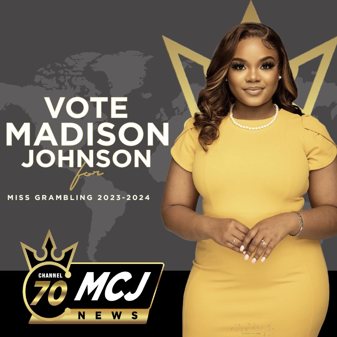 Breaking News! 📸🌍
•
Greetings Tiger Nation! I am Madison Johnson, a junior Mass Communications major from the great Dallas, TX, vying to be the 70th Miss Grambling State University! 🤍
#MadisonJforMissG #Channel70MCJ #GramElections2k23 #gramfam <a href="/Gram_BOE/">Grambling Board of Elections</a>