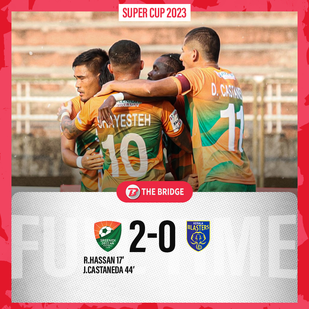 bridge_football's tweet photo. ๐FULL TIME
Sreenidi Deccan goes to the top of the group with their win over Kerala Blasters๐
#IndianFootballโฝ๏ธ #HeroSuperCup #SDECKBFC https://t.co/RuvJ1hhUuK