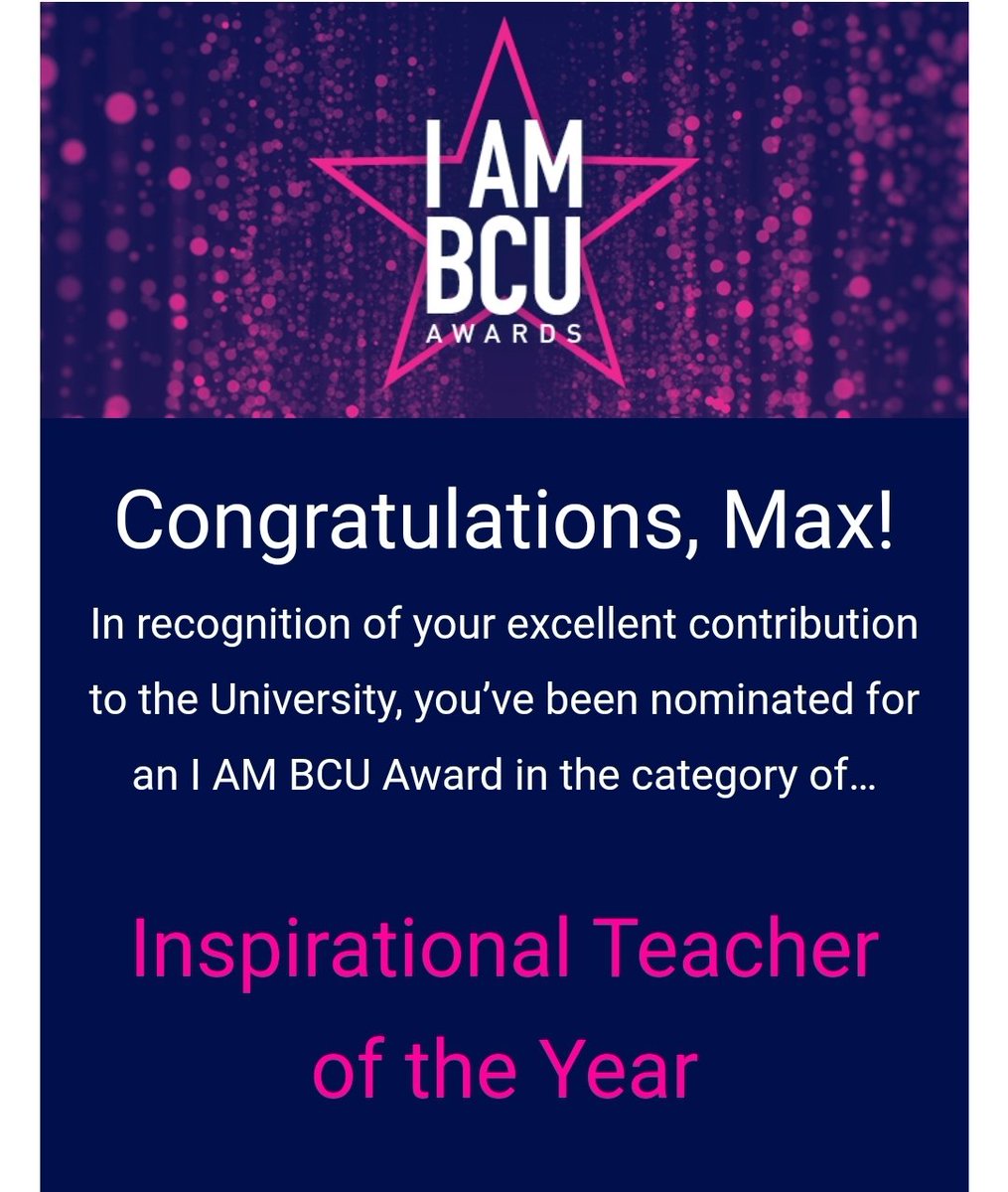 Chuffed to come off leave and find this in my inbox! #IAMBCUAwards