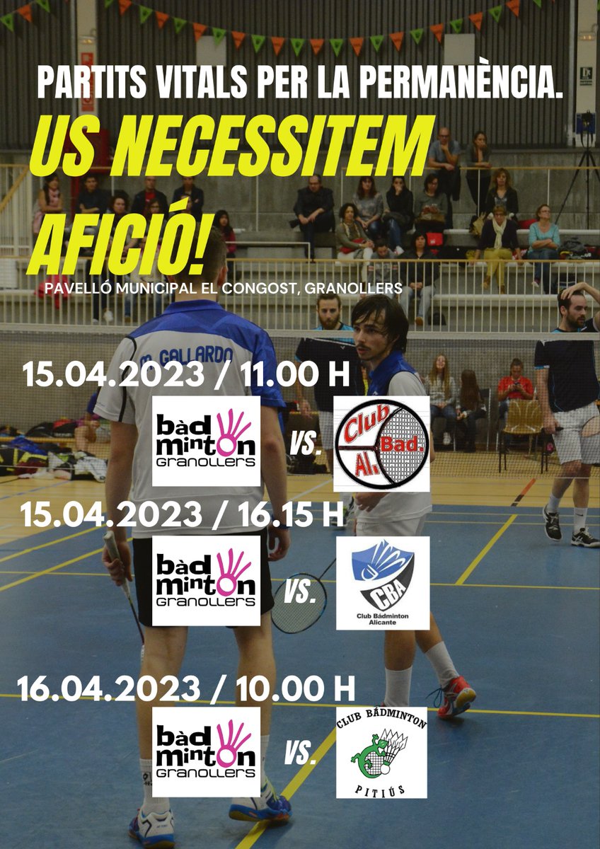 Ens hi juguem la permanència, 
us necessitem a tots per a animar!!💪