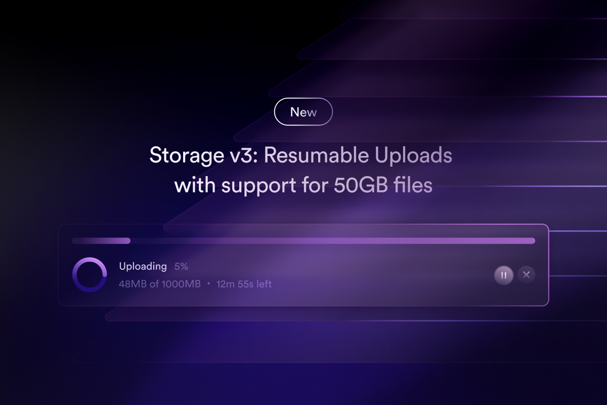 supabase's tweet photo. 📢 #SupaLaunchWeek - Day 3

Storage V3 with lots of new features:

⏯️ Resumable Uploads
📐 More image transformations options
🏋🏻 @nextjs loader

And more: https://t.co/MJPUnWXuo3 https://t.co/qTrRju5gw3