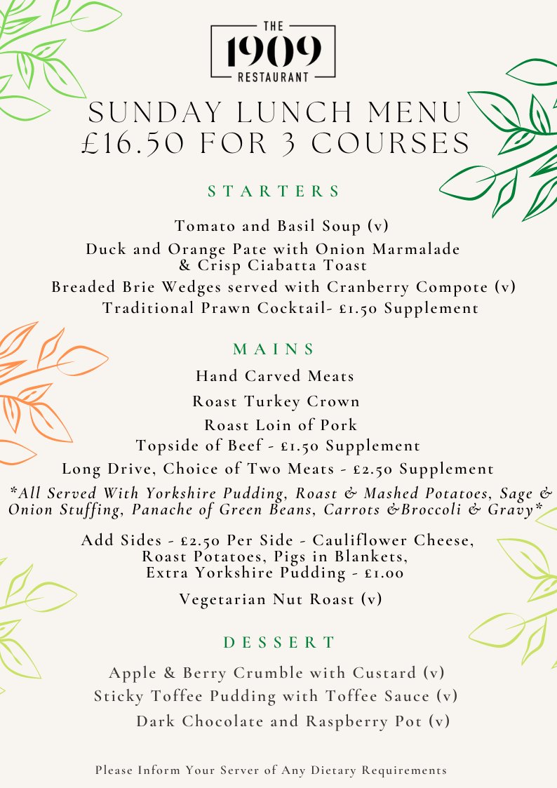 robsmithgolfer's tweet photo. Join us this Sunday for a delicious 3 course Sunday Lunch for only £16.50 per person in our 1909 Restaurant. 
To book please call 01159 333000 option 3 or e mail bar@radcliffeontrentgc.co.uk.

We look forward to seeing you on Sunday. https://t.co/jTM3JcTZQP