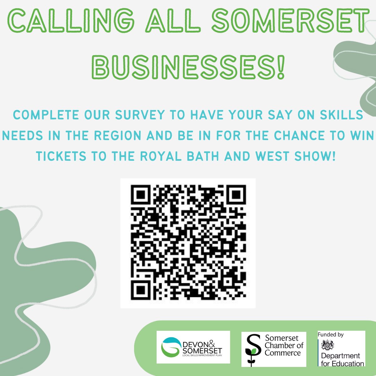 chambersomerset's tweet photo. If you are a Somerset-based business we would like to hear about your skills needs as an employer by completing a short questionnaire. It takes just a few minutes and you will be entered into a free prize draw to win a family ticket to the Bath & West Show in June: https://t.co/XwswGk0WrW