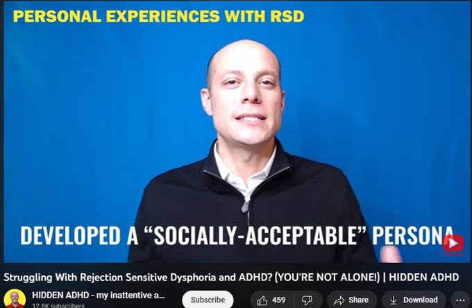 9,345 views  2 Mar 2021  #adhd #adultadhd #howtoadhd
Rejection sensitive dysphoria (or RSD) is one of the most disruptive symptoms of ADHD. It's possible you've experienced it and didn't even know where those extreme emotions had originated... in fact, up to 99% of teens and adults with ADHD are more sensitive than usual to rejections. Let's talk through the signs, symptoms and some ways this has shown up in my life and how I've managed it.

Want more ADHD-friendly tips and strategies?

► Watch my FREE ADHD productivity training: https://link.hiddenadhd.com/ytmain
► Download my guide: 10 Productivity Mistakes All ADHDers Make https://link.hiddenadhd.com/ytdownload

#adhd #adultadhd #howtoadhd #adhdhelp #adhdtips #adhdguide
Aron Croft, Aaron Croft, Hidden ADD, Hidden ADHD, Atypical Coach, neurodivergent, neurodiversity