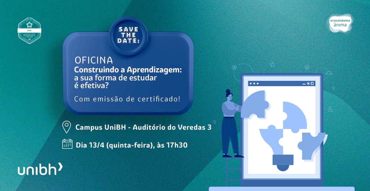 Você sabia que existem diferentes formas de aprender e que, talvez, você poderia estudar de forma ainda mais efetiva? Venha entender mais sobre o assunto em um bate-papo imperdível! Inscreva-se pelo link: bit.ly/oficina-aprend…. 

#NAPI