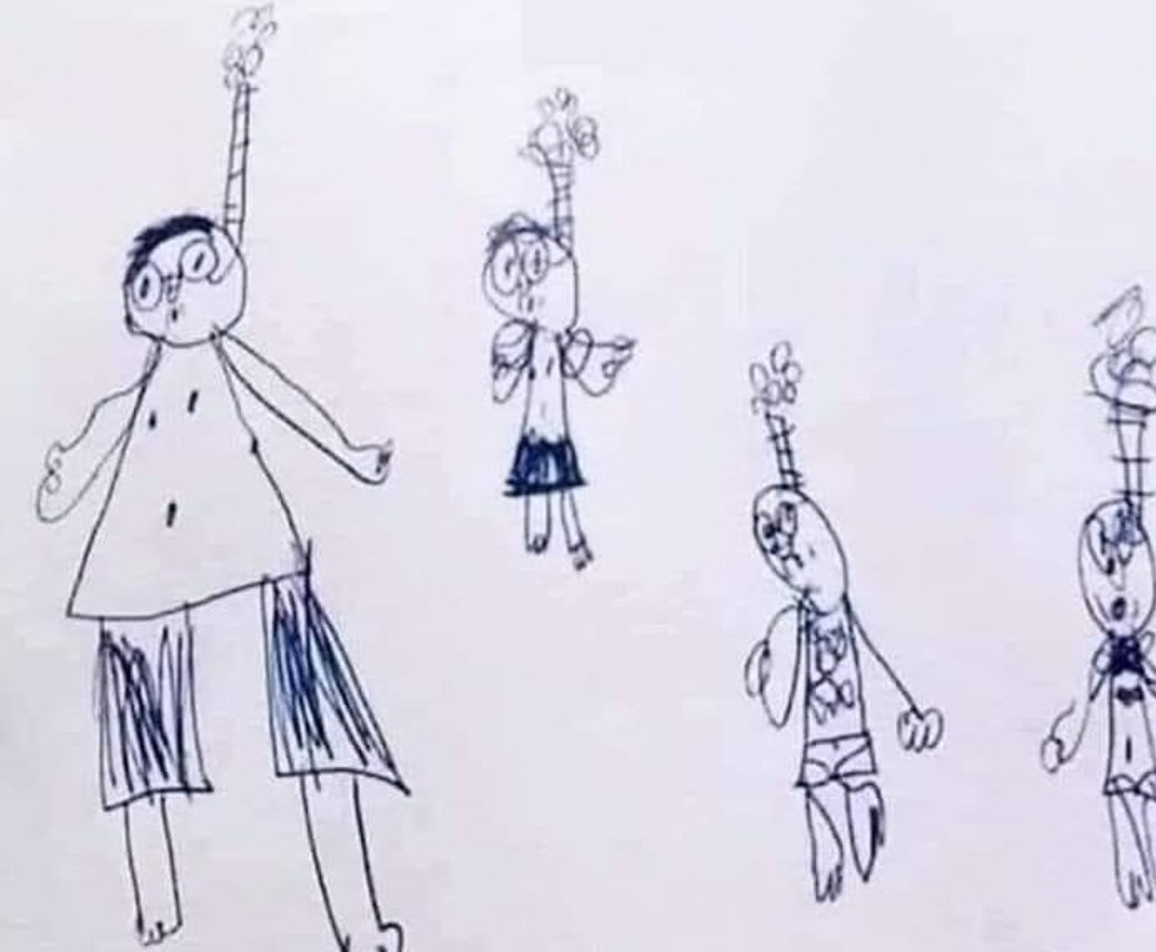Una niña dibujó a su familia en el cole, y maestros y directivos citaron escandalizados a representantes.  Cuando llegaron sus padres, explicaron que estuvieron en familia buceando.  He aquí, lo importante de analizar los contextos y evitar juzgar a priori. Feliz miércoles! 😍🤗