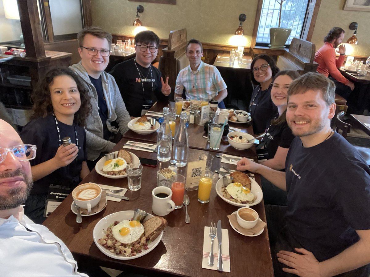 The <a href="/AtomicHub/">AtomicHub</a> team powering-up at <a href="/friedmansNYC/">FriedmansNYC</a> before Day1 of <a href="/NFT_NYC/">NFT.NYC</a>. Come by our booth to speak about multi-thousand-calorie American breakfasts, #Web3Games  and #Web3Gaming. #NFTNYC2023