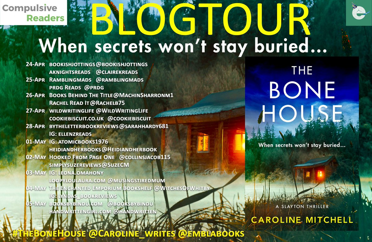 Tr4cyF3nt0n's tweet photo. #CompulsiveReaders has arranged 2 very exciting #blogtours starting Mon 24 April - please make sure to follow these wonderful bloggers.  #LAOHE out in paperback 27.04.  #TheBoneHouse out on kindle 24.04 https://t.co/NyBxnlMrI9