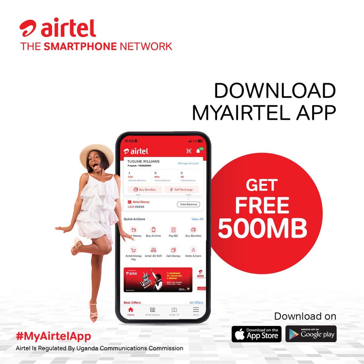 Running out of data ?! Download the My Airtel App, register and get free 500MBs instantly. Tell your friend to tell a friend 😉

#MyAirtelApp