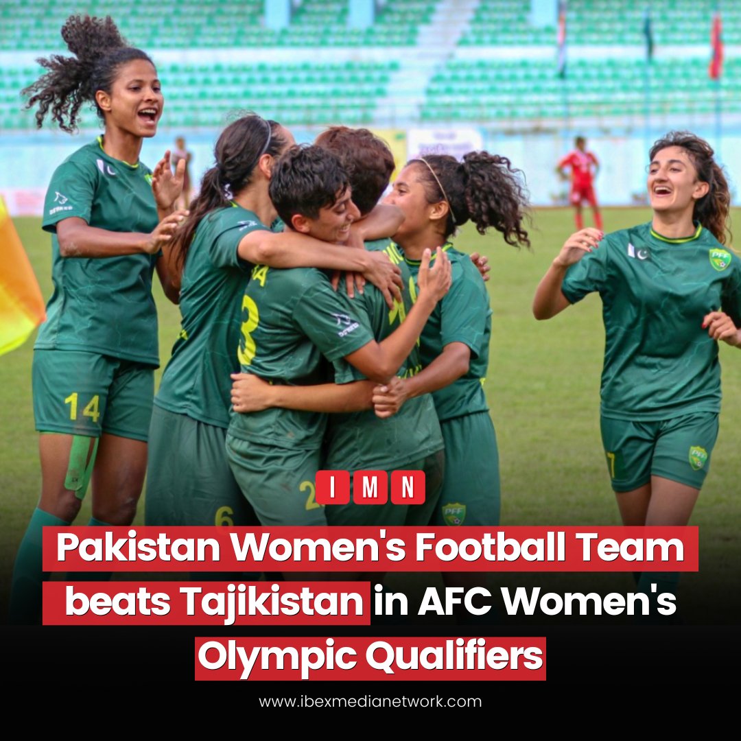IbexMedianetwrk's tweet photo. Pakistan Women's Football Team secures their first-ever victory in a competitive fixture against Tajikistan in the AFC Women's Olympic Qualifiers.
#PakistanWomensFootball #PWFT #PakVsTjk #Olympics #Football #Women #Pakistan #IMN #IbexMediaNetwork https://t.co/1uxmanhWP0