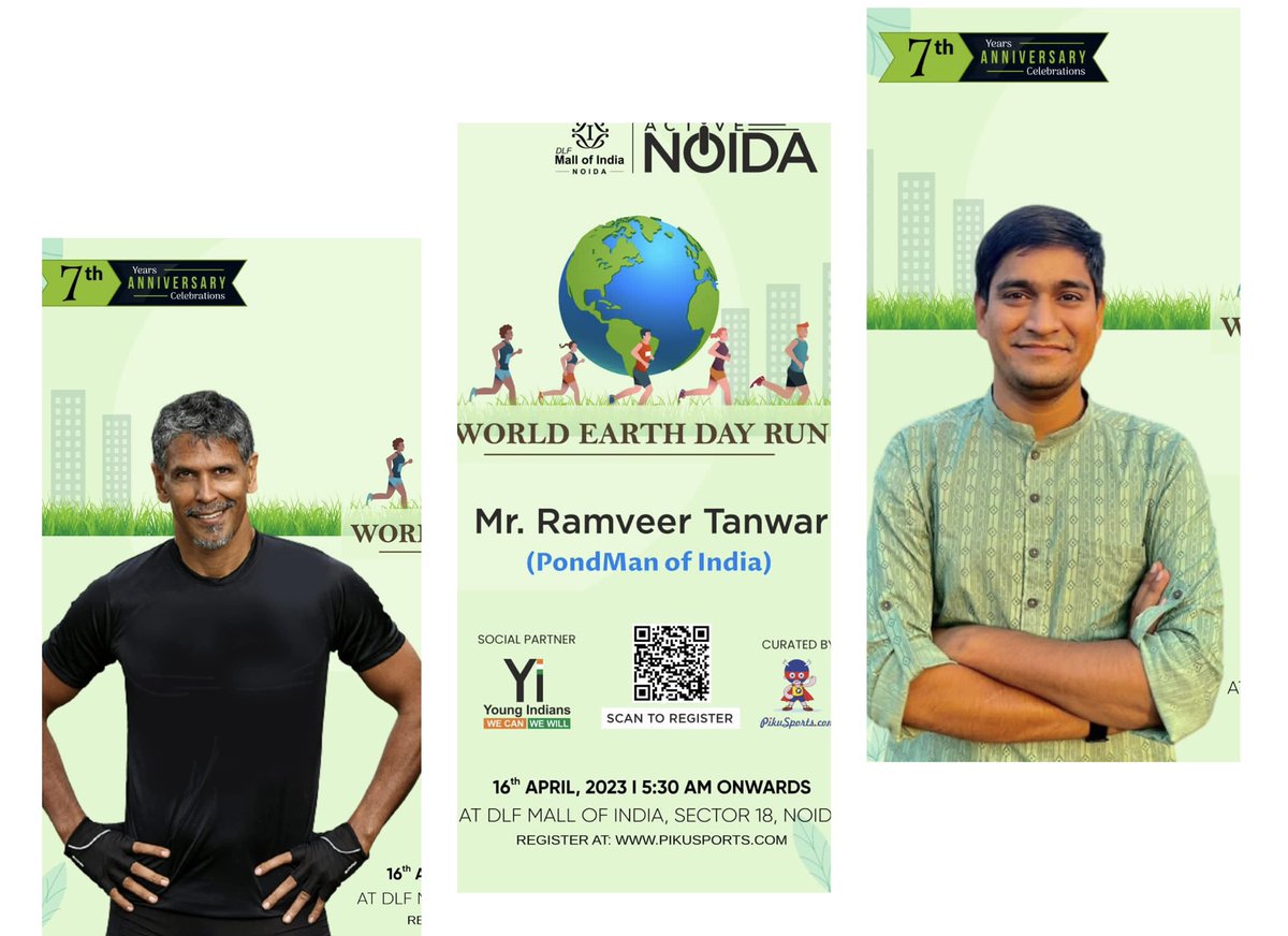 ramveertanwarg's tweet photo. Marathon
We invite you to join us and participate in World Earth Day run on 16th April at 5:30 am.
Venue: DLF Mall Sec 18, Noida.
Get registered on https://t.co/Rlkz4QR04i.
#Pondman #EarthDayRun https://t.co/kV3YAhY1R0
