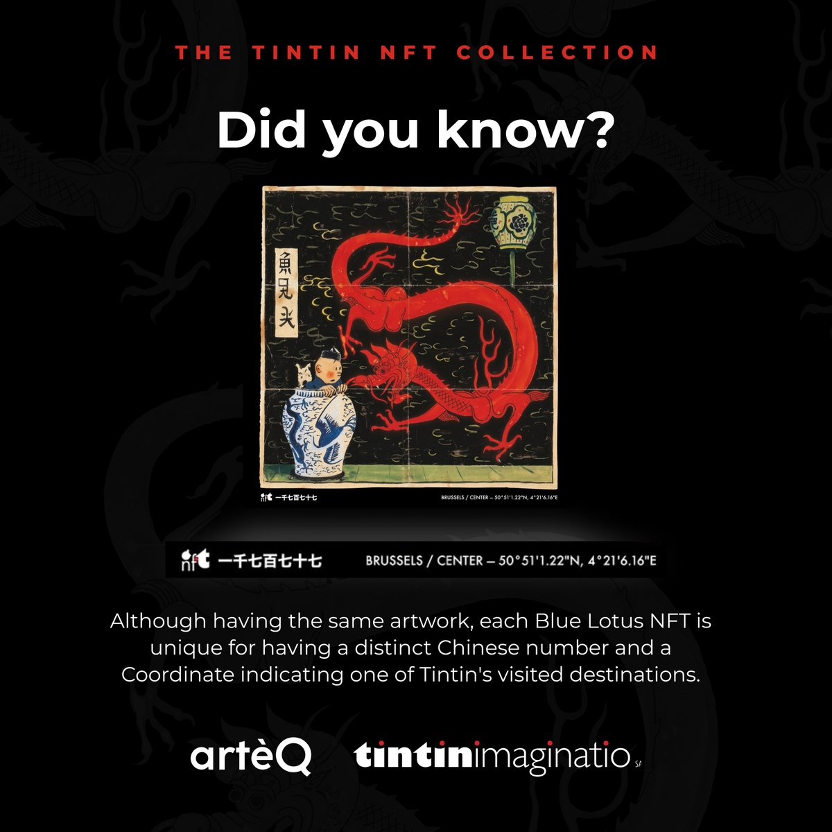 A breathtaking artwork with a unique touch! 🐲 Get yours from digital.tintin.com #TintinNFT #TheBlueLotus #NFT #Tintin