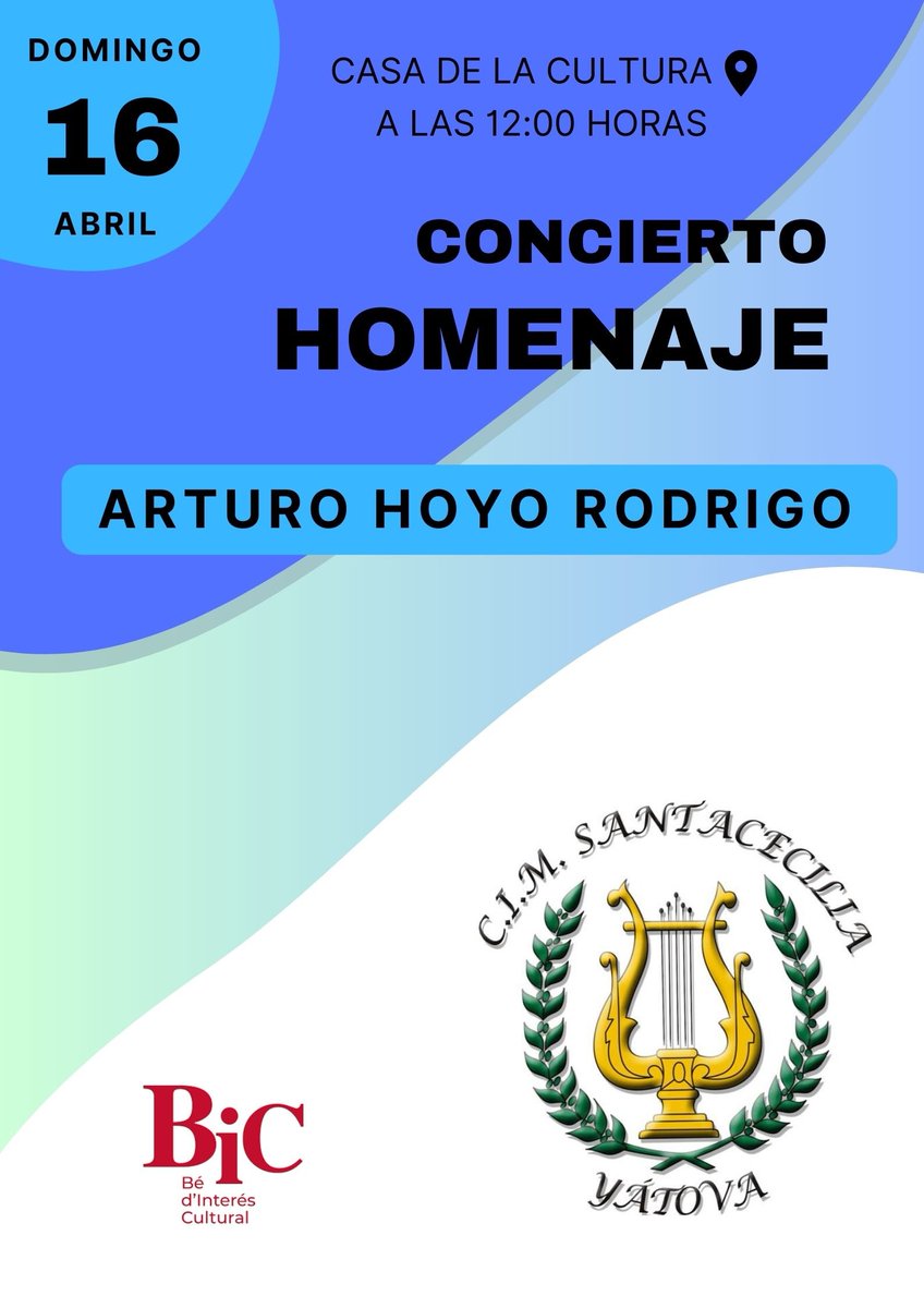 CimYatova's tweet photo. El próximo domingo a las 12:00h tendrá lugar el concierto homenaje a Arturo Hoyo Rodrigo , quién fue nuestro abanderado por muchos años🎵. El concierto está preparado con todo el cariño de el mundo y seguro que allá donde esté disfrutará viendo sonar a su banda✨. Os esperamos https://t.co/siF0b5QutR