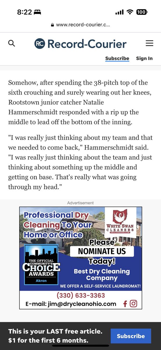 Super proud of you <a href="/NatSoftball2024/">Natalie Hammerschmidt</a>! You came up clutch once again. I watched you lead your team through adversity defensively and then respond in a HUGE way to start the rally that won the game!