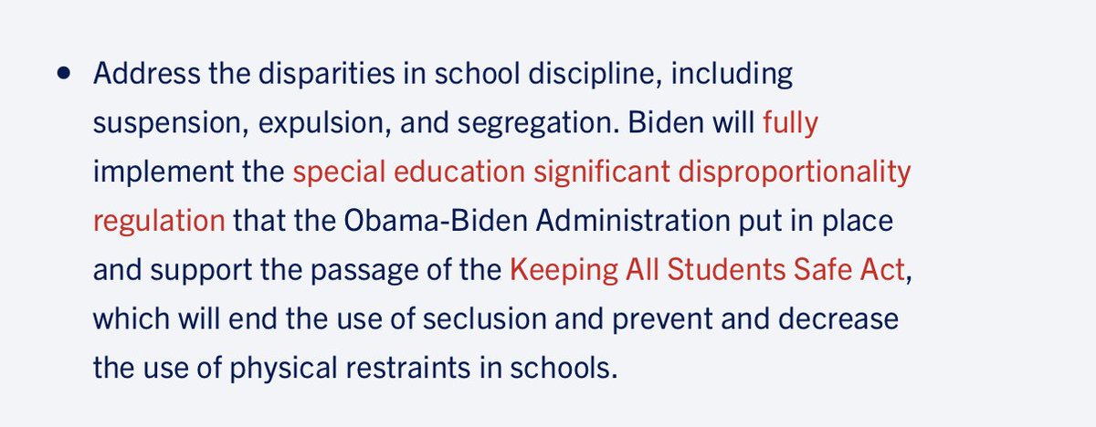 It should be noted that <a href="/POTUS/">President Donald J. Trump</a>, who is visiting Northern Ireland today, addressed the use of restraint and seclusion in education during his presidential campaign. "The Biden Plan for Full Participation and Equality for People With Disabilities". However, <a href="/RishiSunak/">Rishi Sunak</a> is still