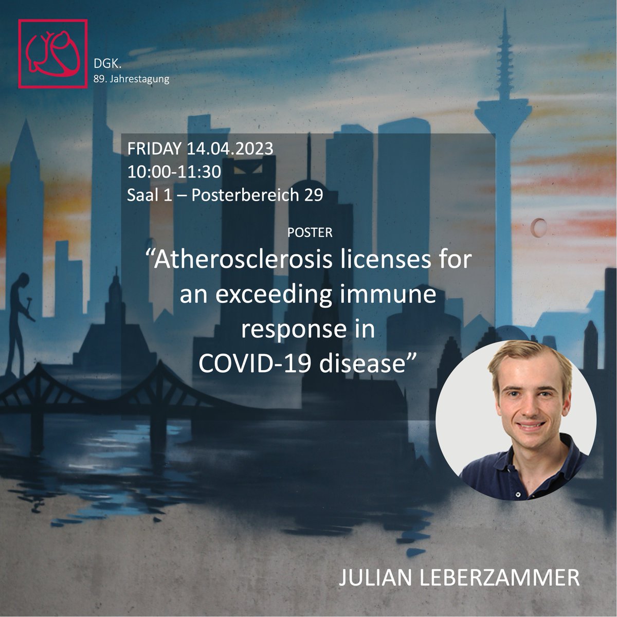 Good morning #Mannheim! The #DGKJahrestagung 2023 starts today with a poster in room 1/area 29 from 10-10.30 am from Julian Leberzammer <a href="/JLeberzammer/">Julian Leberzammer</a> about  “Atherosclerosis licenses for an exceeding immune response in #COVID-19 disease” <a href="/DGK_org/">Deutsche Gesellschaft für Kardiologie</a> @dzhk_german