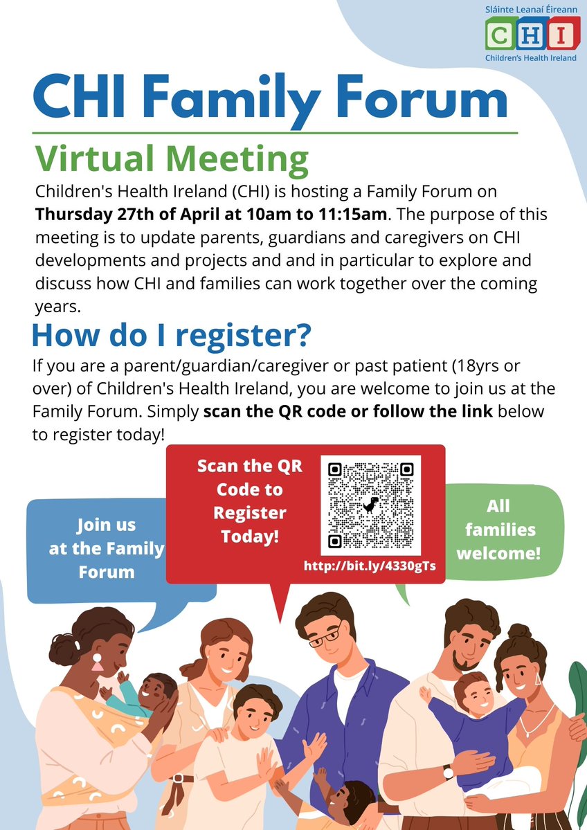CHI is hosting a Family Forum on Thursday 27th of April from 10am - 11:15am. See info below 👇 or register here➡️bit.ly/4330gTs