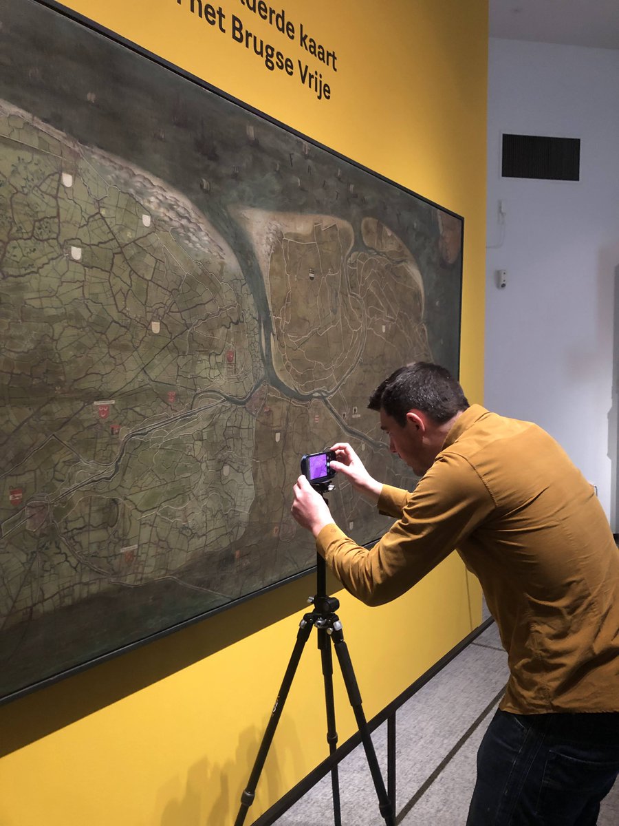 JanTrachet's tweet photo. Last Closing day for #MasterofMaps @MuseaBrugge and my final chance to test Sean Billup's #multispectral smartphone (@hackaday Prize 2022) on #PieterPourbus' #maps and #paintings that have been imaged with #IRR before. https://t.co/9Zw8Nh0n6Z