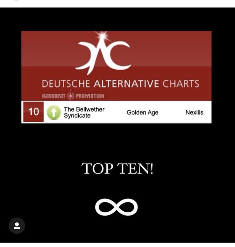 ... and if that isn't exciting enough - @BellwetherSyn new single 'Golden Age' is in the German Alternative Chart TOP TEN 😃
