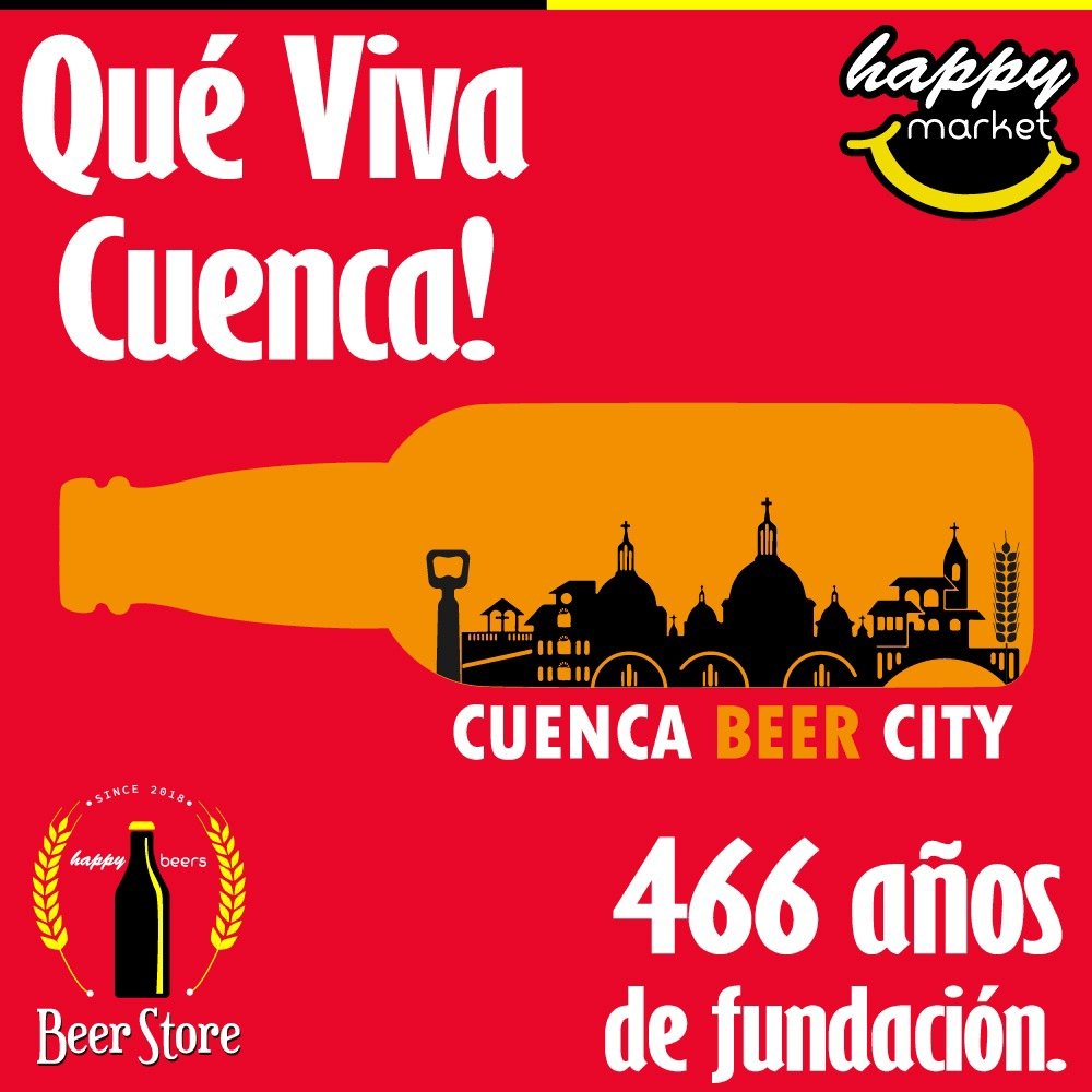 HappyMarket10's tweet photo. Qué viva Cuenca! 
Conmemoramos 466 años de fundación 🍻
Nos volvemos referentes en producción de #cerveza #artesanal de altísima calidad, gracias a nuestras fuentes de agua y las capacidades de nuestros maestros #cerveceros.
#Cuenca #CuencaBeerCity #fundacióndecuenca #ecuador https://t.co/HTJDTWCNAV