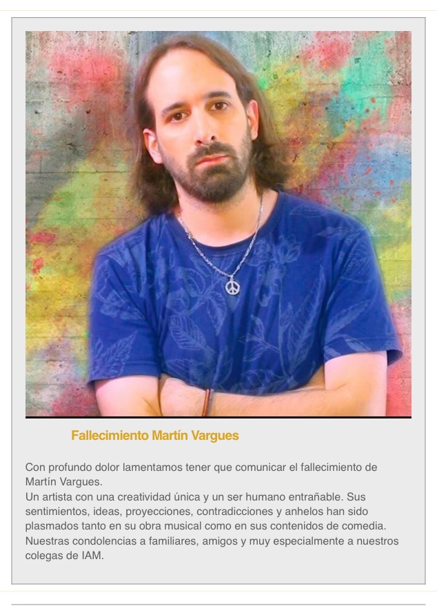 DDelgrossi's tweet photo. A familia, amigos y compañeros de Martín Vargues, el abrazo en este triste momento. Se va un gran tipo, Artista nato, creativo y fraterno colega. Q.E.P.D. https://t.co/cHJsiDZkCn