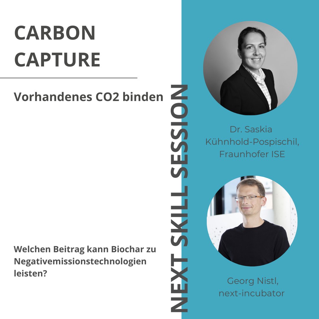 Green_EnergyLab's tweet photo. Spannendes Event des NEXT-Incubator: Die Next Skill Session zum Thema Carbon Capture📢
Hier geht’s zur Anmeldung: 👉 https://t.co/9kCkXdX2W4
🗓 26. April 2023, 11:00 - 11:45 Uhr
📍Online
#Klimaschutz #Biochar #NegativeEmissionen #Innovation #Nachhaltigkeit #NextSkill https://t.co/VAuzl8l64c