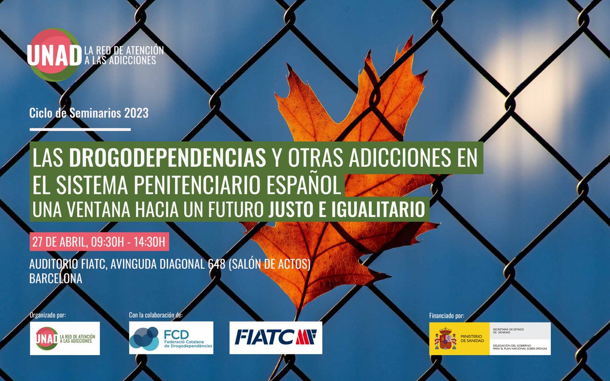 FCDrogodep's tweet photo. El dia 27.4 la nostra presidenta @aguiteras participarà a la Jornada que organitzem amb @UNADenred ‘Las drogodependencias y otras adicciones en el sistema penitenciario español. Una ventana hacia un futuro justo e igualitario’. Més info a: https://t.co/4kRAO514Ok https://t.co/vaX5KX3Z9C