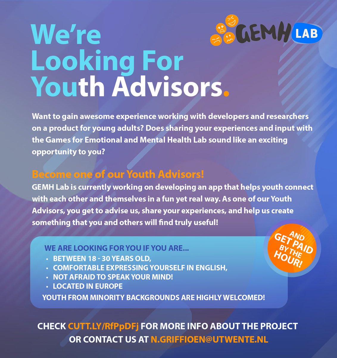 We are looking for youth advisors to share their experiences and input with us! Do you think you might be the person we're looking for? Get in touch with us via DM or email! 📨