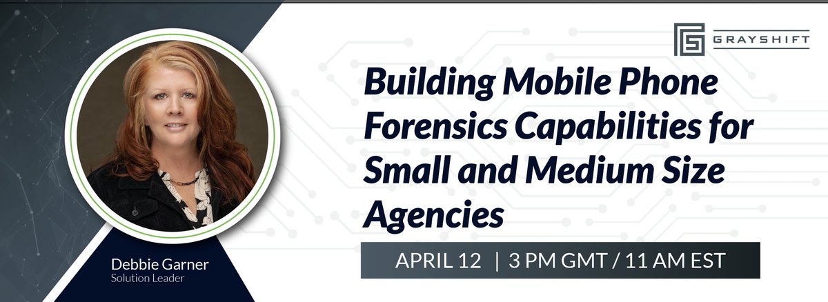 FBINAAQuantico's tweet photo. Join our Strategic Alliance Partner, @GrayshiftLLC, for their webinar, Building Mobile Phone Forensics Capabilities for Small and Medium Size Agencies, TODAY at 11:00 AM EST.
Register now: https://t.co/vnaDPHlYki #FBINAA #TrainingWebinars #StrategicPartners #Grayshift https://t.co/nmtAh15L56