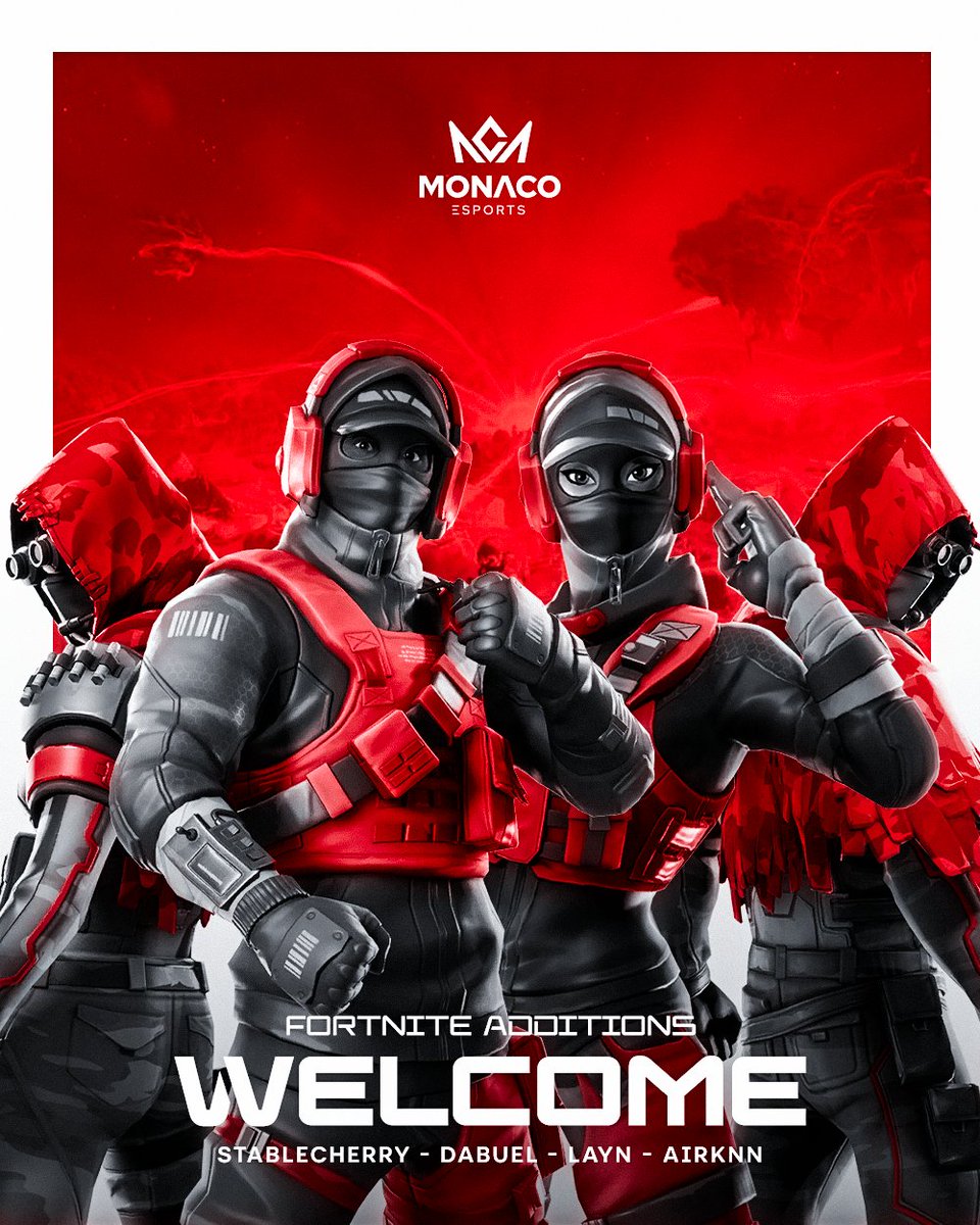 MonacoEsports's tweet image. New ambitions, new projects, new team! ✨

👑 @stablecherry
👑 @DabuelFN
👑 @ohLaynnn
👑 @airknn

Welcome to our brand new #Fortnite team! ⛏️ 
#DagheMonaco 🇲🇨