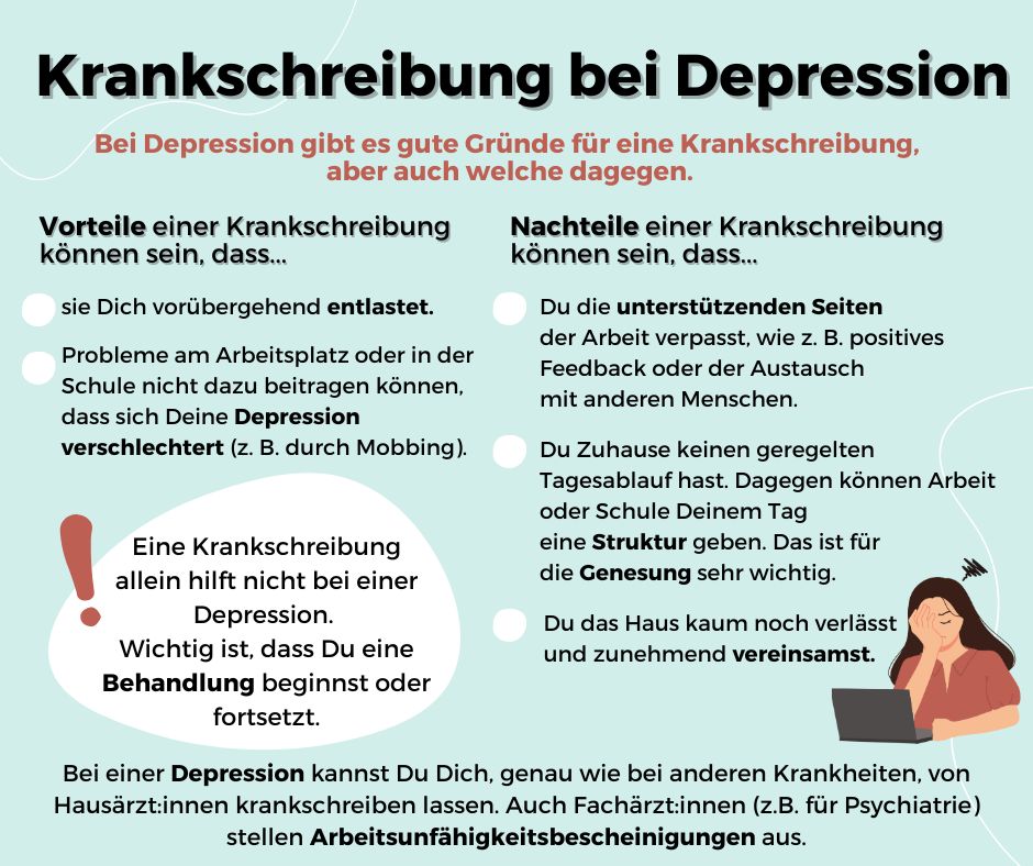 depr_hilfe's tweet image. Wenn Du an #Depression erkrankt bist, kann es hilfreich sein, gemeinsam mit Ärzt:innen oder Psychotherapeut:innen zu besprechen, ob eine Krankschreibung sinnvoll ist. Wie sind Eure Erfahrungen mit einer Krankschreibung bei Depression?