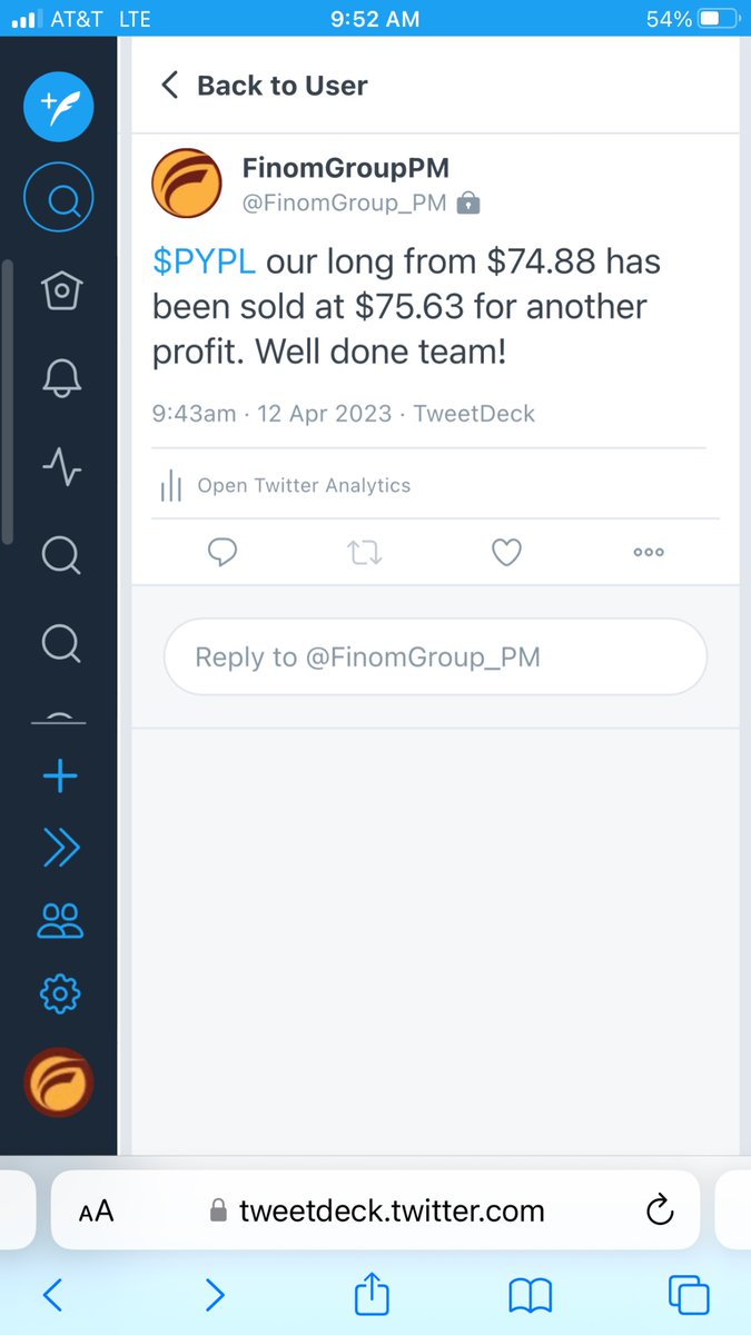 SethCL's tweet image. Oh yeah 💯

Another strong #Paypal trade!   $PYPL long from $74.88 sold $75.63.

You can trade with us at finomgroup.com.     

$SPY $TQQQ $NDX $AAPL $AMZN