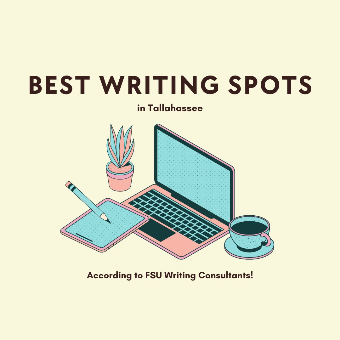 FSURWC's tweet photo. It’s time to find a good spot for working on your final projects! Swipe for the best study and writing spots according to FSU writing consultants! ⏩

Make an appointment with us today, link in our bio. 📝

#FSU #FSUEnglish #WritingCenter #WritingStudies #Tallahassee https://t.co/SPpg9obhhZ