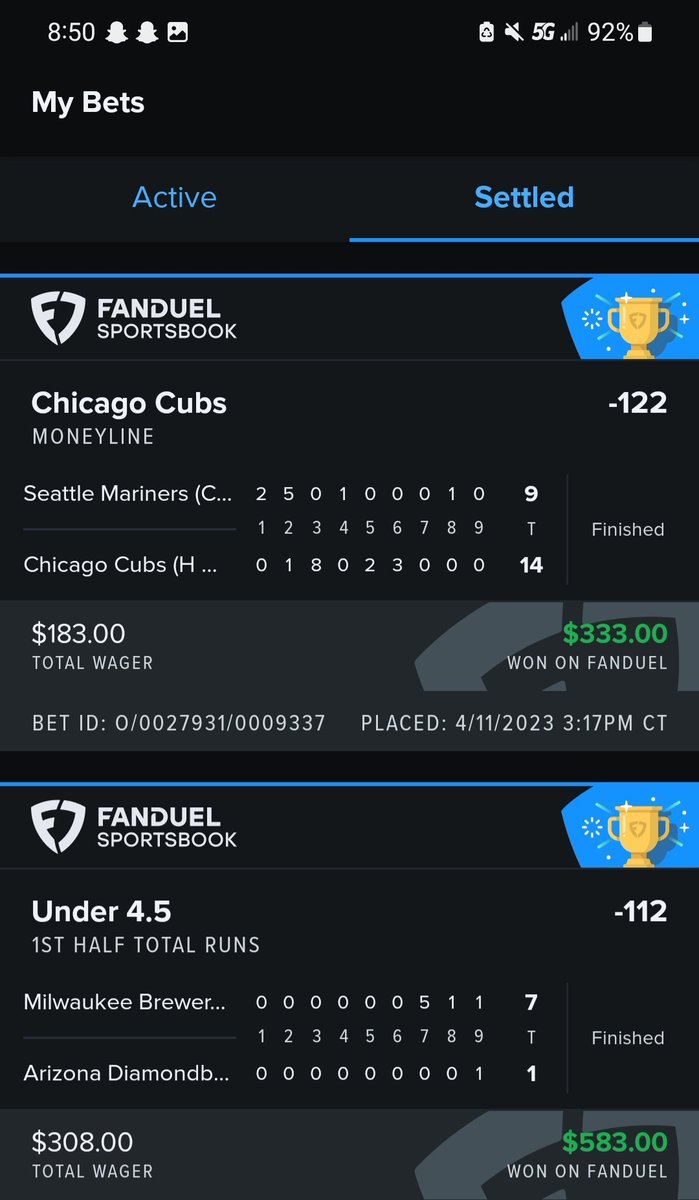 InfluencedBets's tweet photo. 4/11 Record:

36-11 🔥💰🔥

I track in weeks and have a unit size of $100 and am up $6,509.90 the last 2 days.

Hmu if you wanna be apart of the winning!!! 

Here are a couple of the winning slips from yesterday

#winning #sports #picks https://t.co/oV9MssIUgC